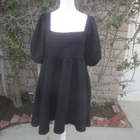 FREE PEOPLE -Violet" Mini Dress in Black Balloon Sleeve Small Whimsigoth - Picture 3 of 13